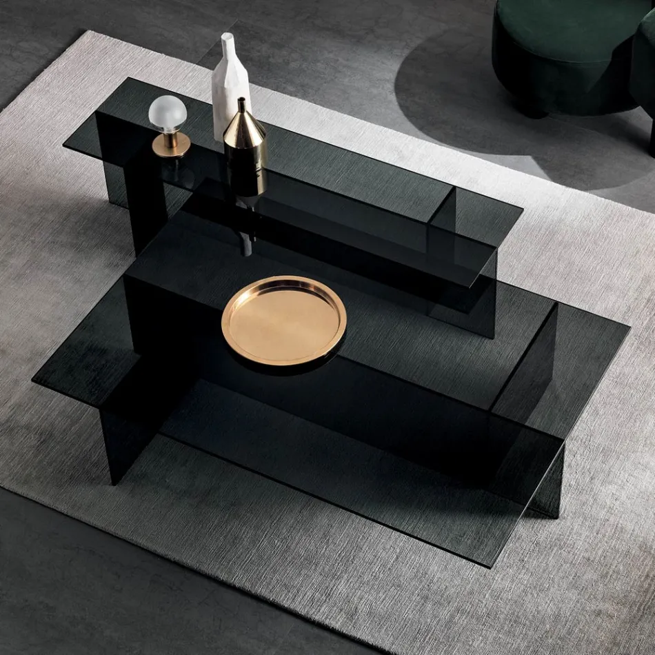 Paar moderne Couchtische aus Rauchglas Made in Italy - Sestola Viadurini