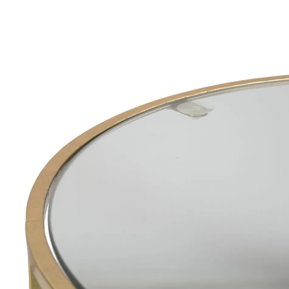 Paar runde Couchtische aus Glas und goldenem Eisen - Avola Viadurini