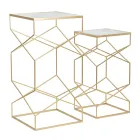 Paar quadratische Telefontische aus goldenem Eisen und Glasplatte - Pope Viadurini