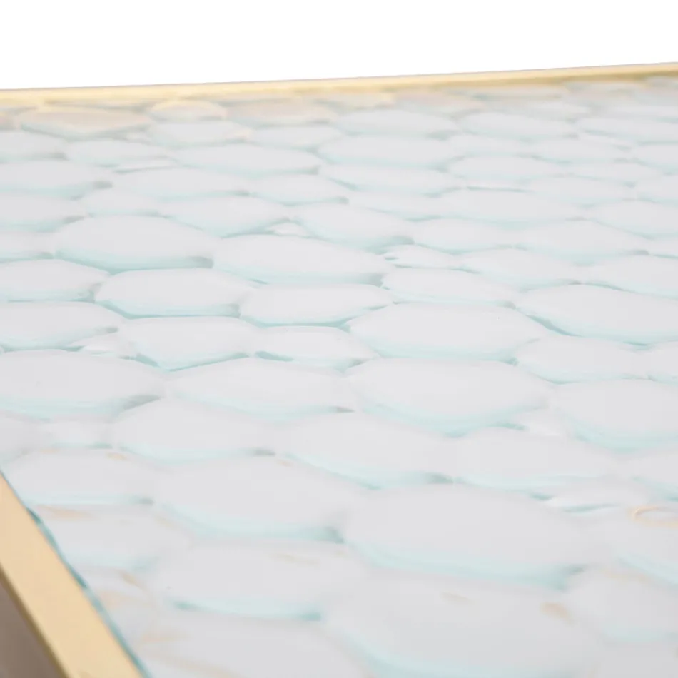 Paar quadratische Telefontische aus goldenem Eisen und Glasplatte - Pope Viadurini