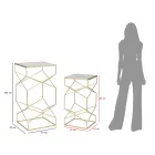 Paar quadratische Telefontische aus goldenem Eisen und Glasplatte - Pope Viadurini