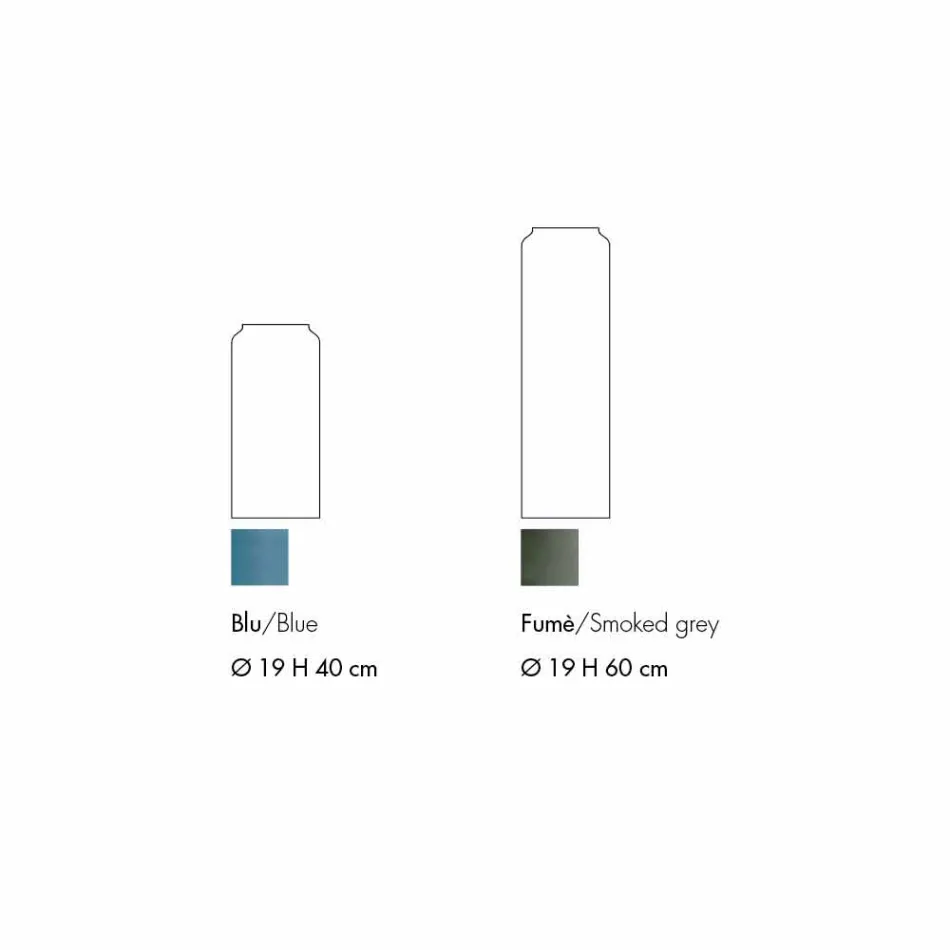 Paar dekorative Vasen aus blauem und rauchfarbenem Glas, modernes Design - Adriano Viadurini