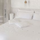 Doppelbett-Bettbezug aus Leinen mit Aufbewahrungstasche mit Spitzentropfen – Amadeus Viadurini