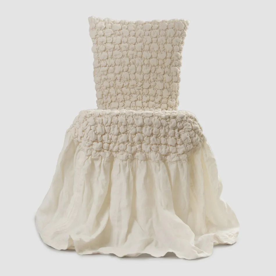 Eleganter Stuhlbezug mit Rückenlehne für Wohnzimmer aus besticktem Leinen – Panteo Viadurini