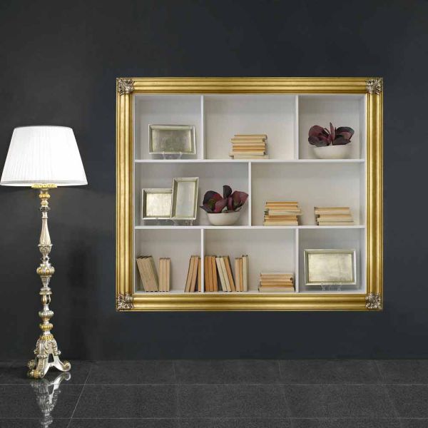 Wand-bücherregal aus gelotonholz hergestellt in italien giulio