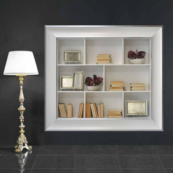 Tommaso wandbücherschrank mit holzfächern, handgefertigt in italien