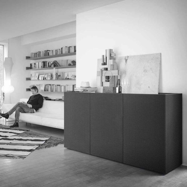 Modernes sideboard aus mdf 2 türig und schubladensystem flora modell