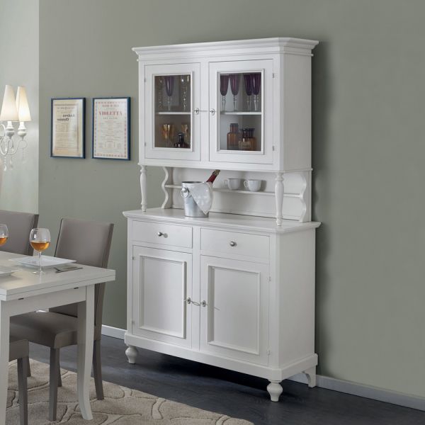 Hohes sideboard mit wohnzimmervitrine aus holz, hergestellt in italien – bran