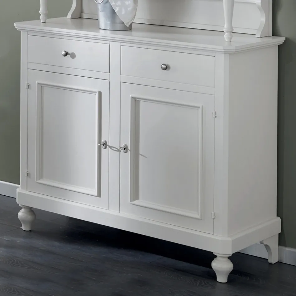 Hohes Sideboard mit Wohnzimmervitrine aus Holz, hergestellt in Italien – Bran Viadurini