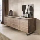 Hohes Sideboard aus Holz mit Metallgestell Made in Italy - Berta Viadurini