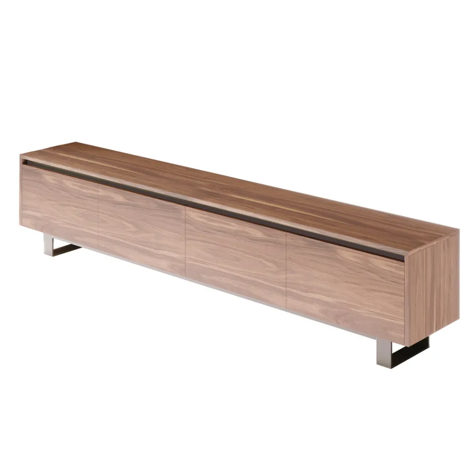 Niedriges Sideboard aus Holz mit Metallgestell Made in Italy - Berta Viadurini