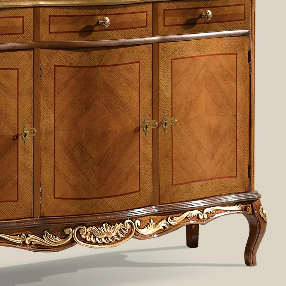 Klassisches Indoor-Sideboard aus Weiß- oder Walnussholz, hergestellt in Italien – Chantilly Viadurini