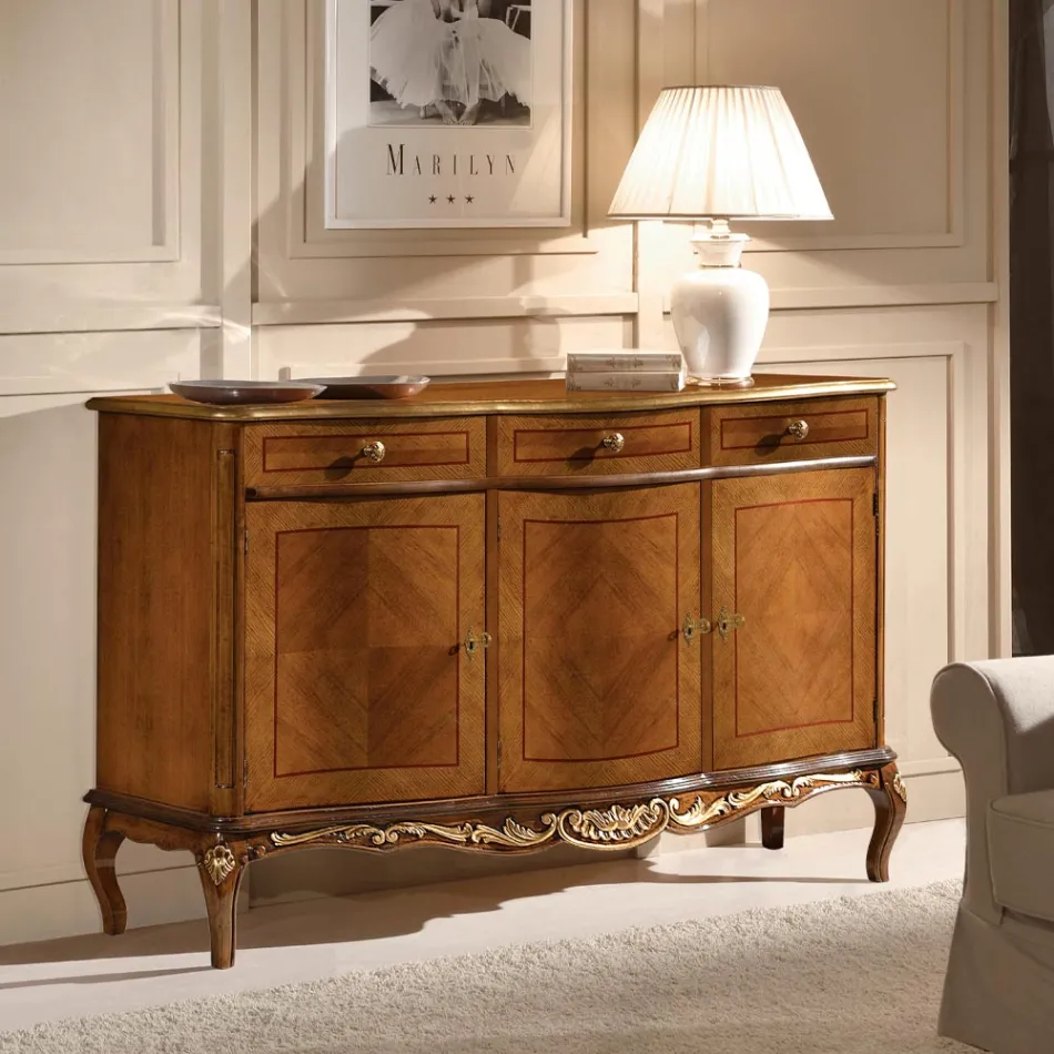 Klassisches Indoor-Sideboard aus Weiß- oder Walnussholz, hergestellt in Italien – Chantilly Viadurini