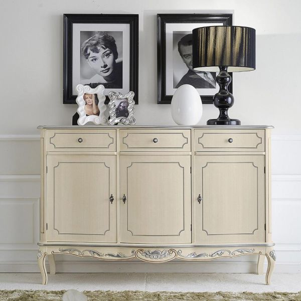 Klassisches indoor-sideboard aus weiß- oder walnussholz, hergestellt in italien – chantilly