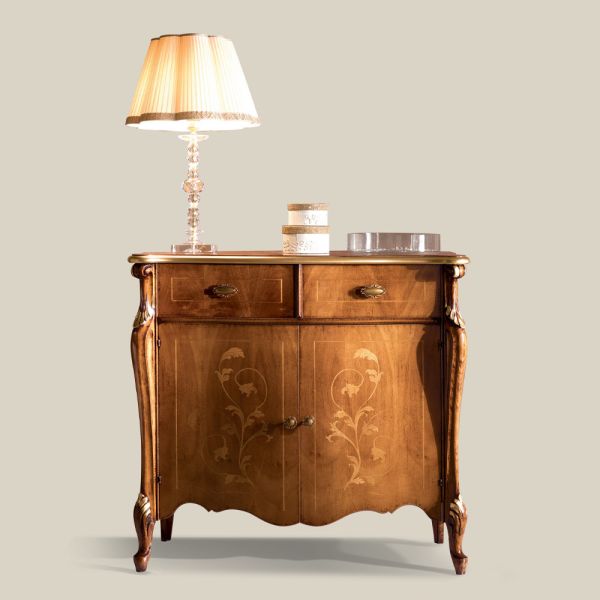 Klassisches wohnzimmer-sideboard aus holz mit intarsien made in italy - ottaviano