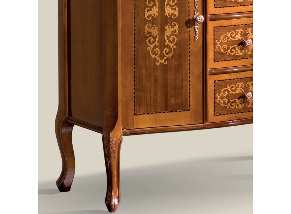 Luxuriöses klassisches Sideboard für Wohnzimmer aus Made in Italy Holz - Katerine Viadurini