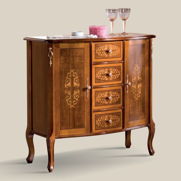 Luxuriöses klassisches sideboard für wohnzimmer aus made in italy holz - katerine