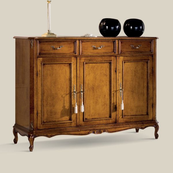 Klassisches sideboard aus luxuriösem bassano-walnussholz, hergestellt in italien - richard