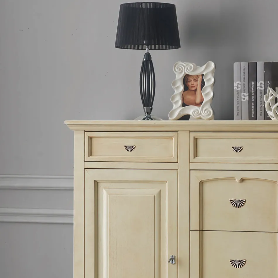 Klassisches Sideboard aus Tanganica-Holz mit 6 Schubladen und 2 Türen, hergestellt in Italien – Bragi Viadurini