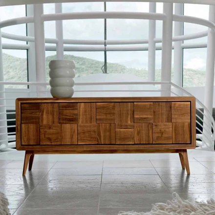 Nensi Sideboard mit 3 Türen in modernem Design aus massivem Nussbaumholz Viadurini