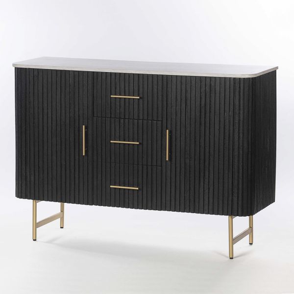 Sideboard mit marmorplatte und struktur aus mangoholz - fisherman