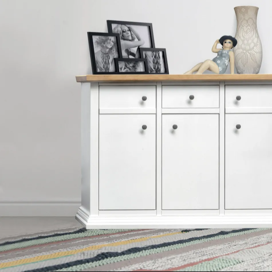 Sideboard mit Struktur aus furnierten Holzpartikeln, hergestellt in Italien – Odino Viadurini