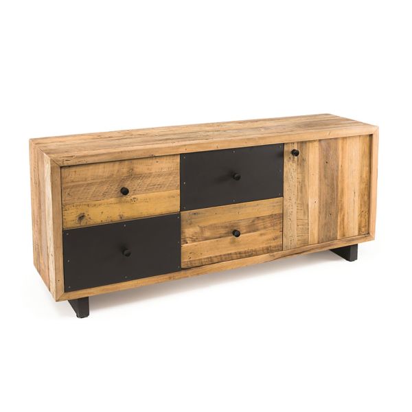 Indoor-sideboard mit einer tür, 4 schubladen und metallfüßen - slide