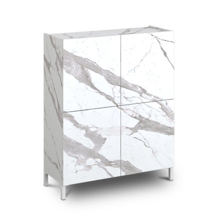 Wohnzimmer-Sideboard mit Melamin-Marmor-Finish, hergestellt in Italien – Zink Viadurini