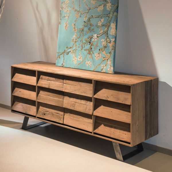 Wohnzimmer-sideboard mit 2 zentralen türen und 6 seitlichen schubladen - slide
