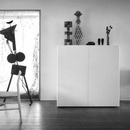 Design Anrichte mit 2 Türen weiß, schwarz oder gold Muster Flora Viadurini