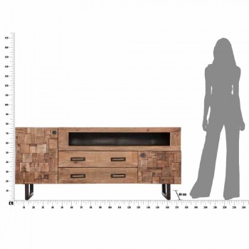 Design-Sideboard aus Akazienholz und Eisen mit 2 Türen und 2 Schubladen - Dalya