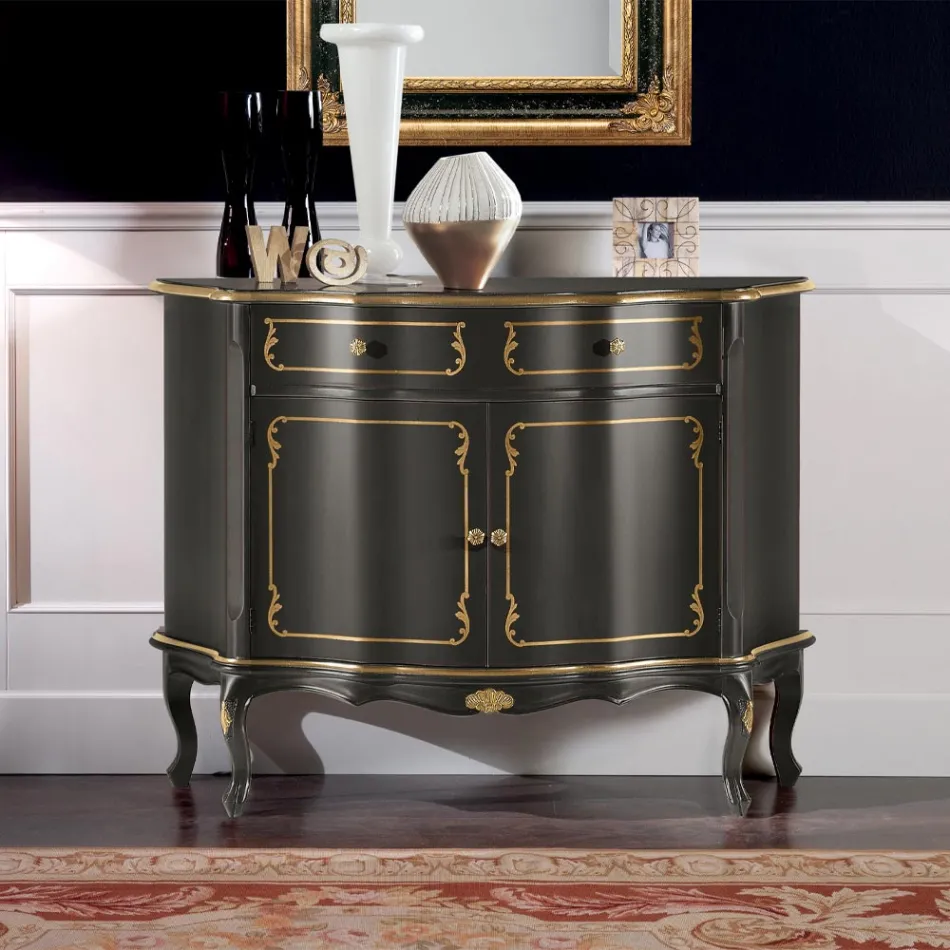 Luxuriöses Sideboard mit 2 Türen und 1 Holzschublade Made in Italy - Leonor Viadurini