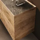 Sideboard aus Holz mit 3 Türen mit Sockel aus gehärtetem Kristall Made in Italy - Soraya Viadurini