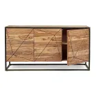 Sideboard aus Akazienholz und Stahl 3 oder 4 Türen Homemotion - Cristoforo Viadurini