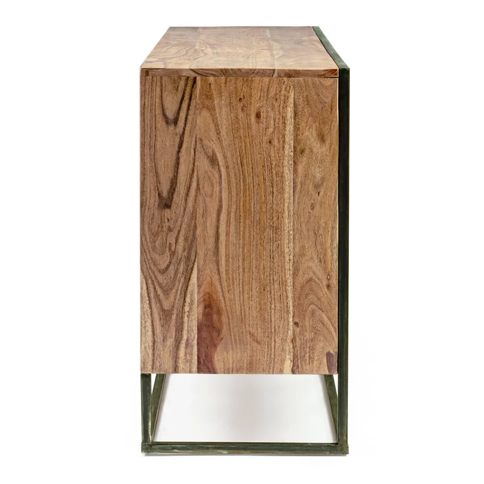 Sideboard aus Akazienholz und Stahl 3 oder 4 Türen Homemotion - Cristoforo Viadurini