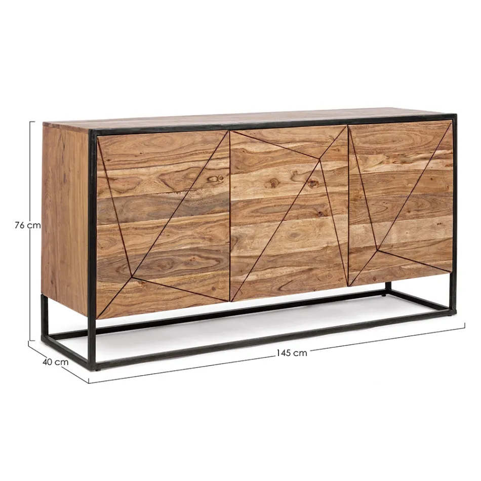 Sideboard aus Akazienholz und Stahl 3 oder 4 Türen Homemotion - Cristoforo Viadurini