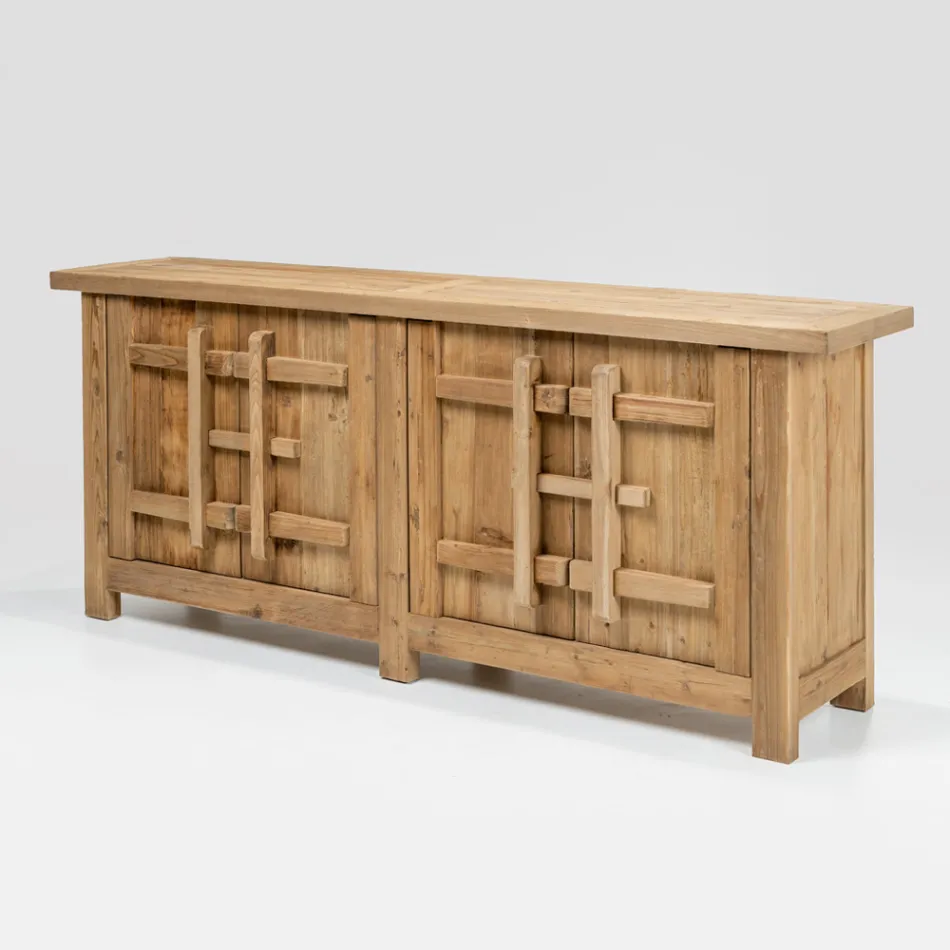 Sideboard aus naturbelassenem, gealtertem Kiefernholz mit 2 oder 4 Türen - Aituno Viadurini