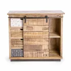 Sideboard aus Holz und Stahl mit Tür und 4 Schubladen im Industriestil - Renza Viadurini