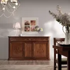 Sideboard aus patiniertem Walnussholz mit Liliendekor, hergestellt in Italien – Kirsche Viadurini