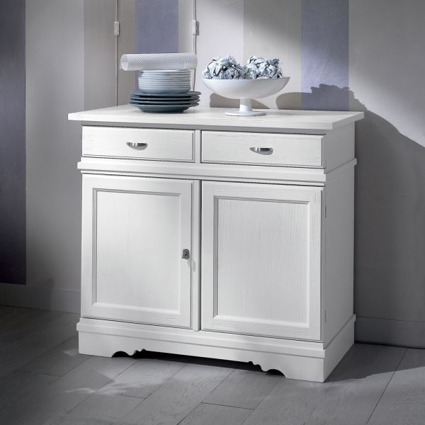 Sideboard aus weiß lackiertem holz mit 2 türen und 2 schubladen, hergestellt in italien – sogbo