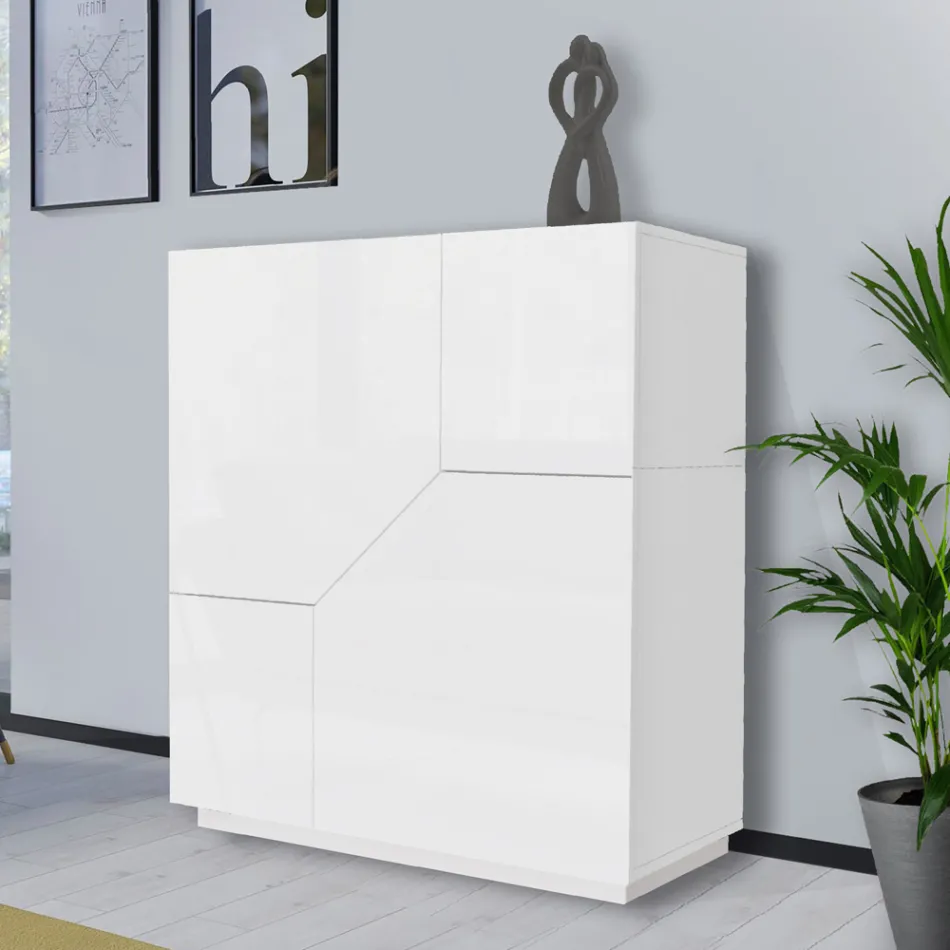 Sideboard aus Melaminholz 3 Räume und 2 Regale Made in Italy - Alyssa Viadurini