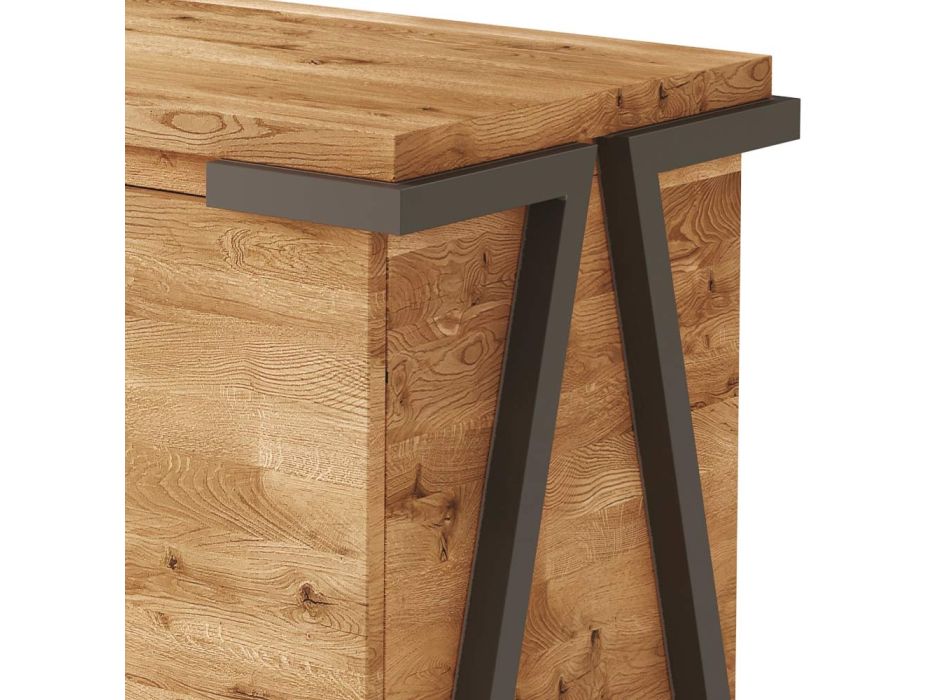 Sideboard aus Eichenholz und Metall mit 2 Türen und offenem Fach Made in Italy - Jennifer Viadurini