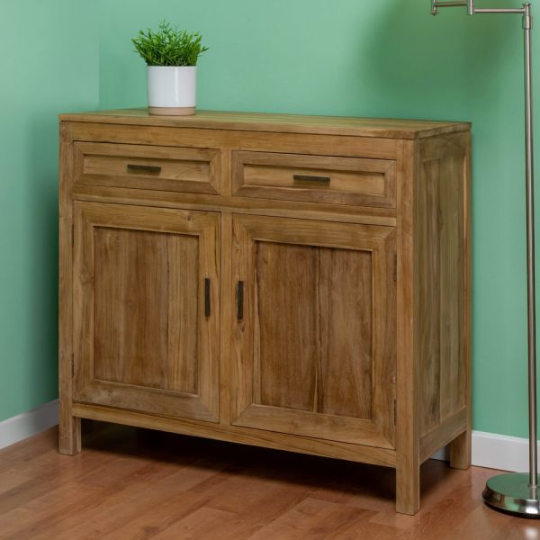 Sideboard aus massivem teakholz mit 2 türen und 2 schubladen - budo