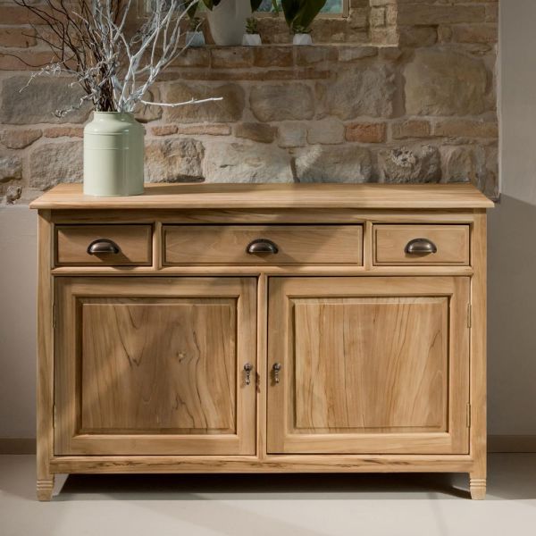 Sideboard aus massivem teakholz mit 2 türen und 3 schubladen - karate