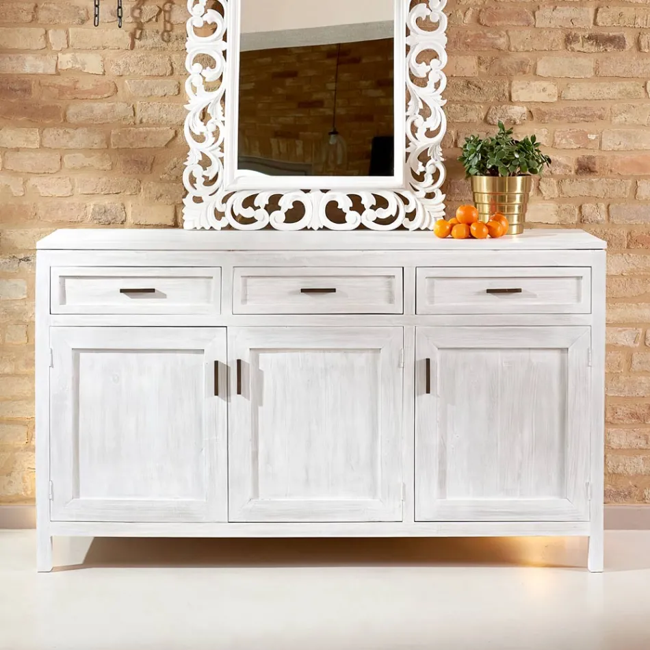 Sideboard aus massivem Teakholz mit 3 Türen und 3 Schubladen - Sumo Viadurini