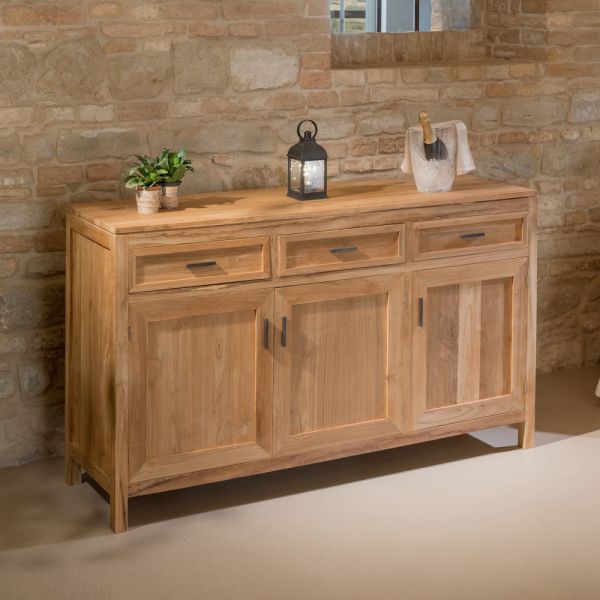 Sideboard aus massivem teakholz mit 3 türen und 3 schubladen - sumo