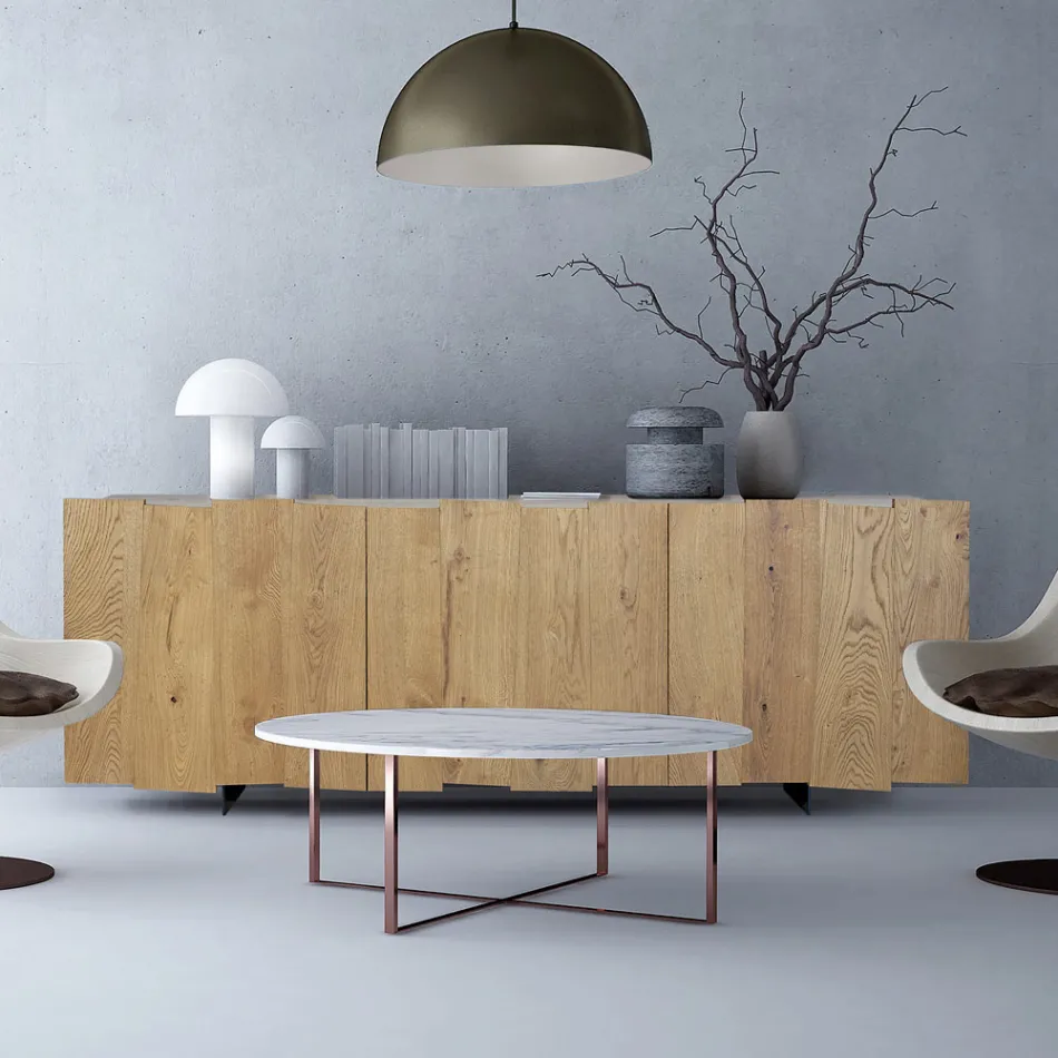 Living Sideboard mit 3 Türen aus Massivholz Made in Italy - Khal Viadurini