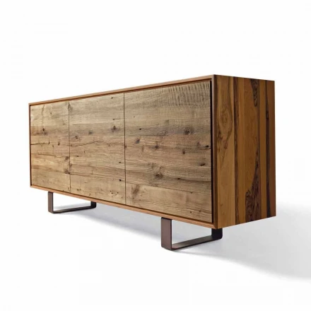 Modernes Sideboard mit 3 Türen aus natürlichem Nussbaum, B 215 x T 50 cm, Flora Viadurini