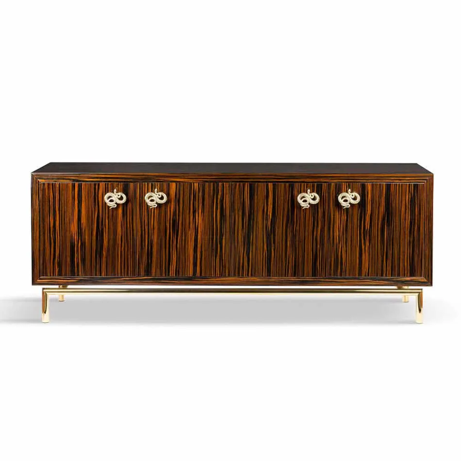 Modernes Sideboard mit 4 Türen aus glänzendem Ebenholz Ada 2 Viadurini