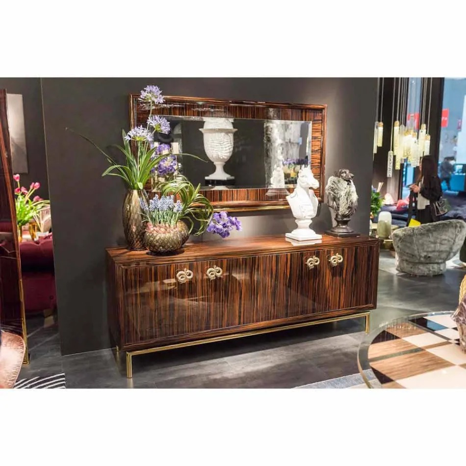 Modernes Sideboard mit 4 Türen aus glänzendem Ebenholz Ada 2 Viadurini